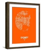 Sydney Street Map Orange-NaxArt-Framed Art Print