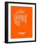 Sydney Street Map Orange-NaxArt-Framed Art Print