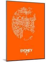 Sydney Street Map Orange-NaxArt-Mounted Art Print