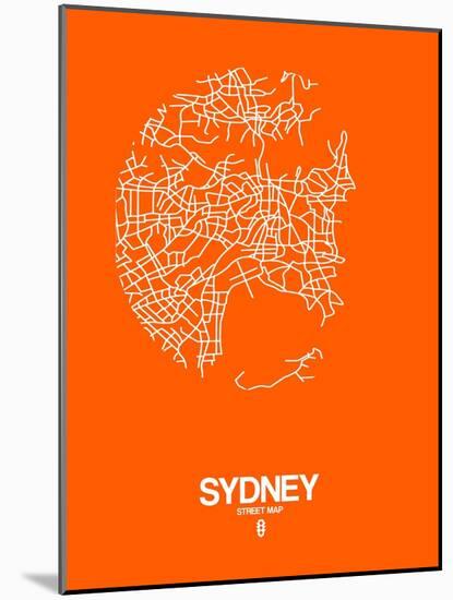 Sydney Street Map Orange-NaxArt-Mounted Art Print