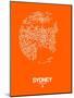 Sydney Street Map Orange-NaxArt-Mounted Art Print