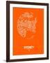 Sydney Street Map Orange-NaxArt-Framed Art Print