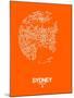 Sydney Street Map Orange-NaxArt-Mounted Art Print