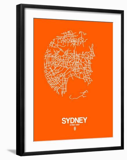 Sydney Street Map Orange-NaxArt-Framed Art Print