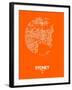 Sydney Street Map Orange-NaxArt-Framed Art Print