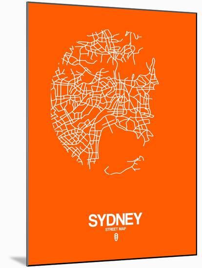 Sydney Street Map Orange-NaxArt-Mounted Art Print