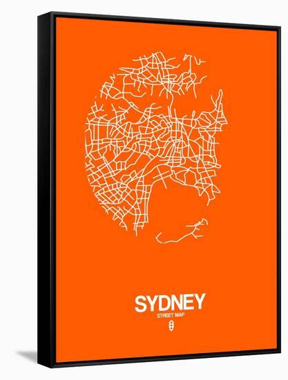 Sydney Street Map Orange-NaxArt-Framed Stretched Canvas