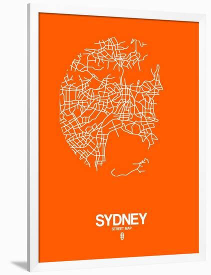 Sydney Street Map Orange-NaxArt-Framed Art Print