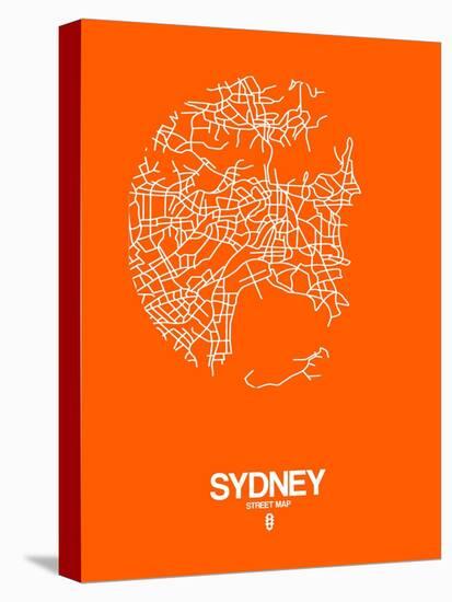 Sydney Street Map Orange-NaxArt-Stretched Canvas