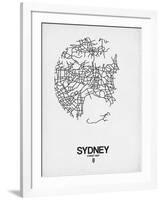 Sydney Street Map White-NaxArt-Framed Art Print