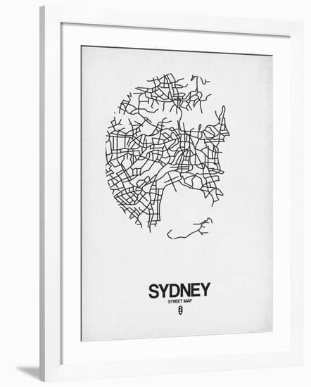 Sydney Street Map White-NaxArt-Framed Art Print