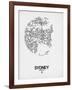 Sydney Street Map White-NaxArt-Framed Art Print