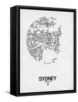 Sydney Street Map White-NaxArt-Framed Stretched Canvas