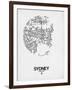 Sydney Street Map White-NaxArt-Framed Art Print