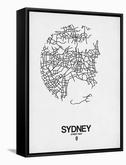 Sydney Street Map White-NaxArt-Framed Stretched Canvas