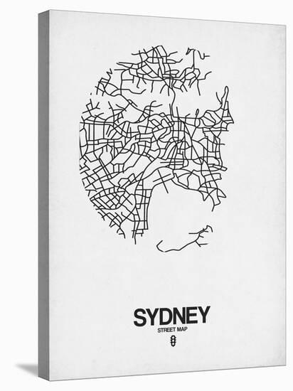 Sydney Street Map White-NaxArt-Stretched Canvas
