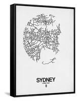 Sydney Street Map White-NaxArt-Framed Stretched Canvas