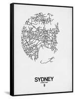 Sydney Street Map White-NaxArt-Framed Stretched Canvas