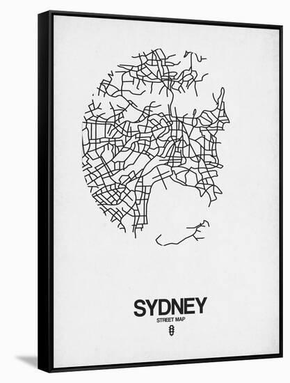 Sydney Street Map White-NaxArt-Framed Stretched Canvas