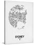 Sydney Street Map White-NaxArt-Stretched Canvas