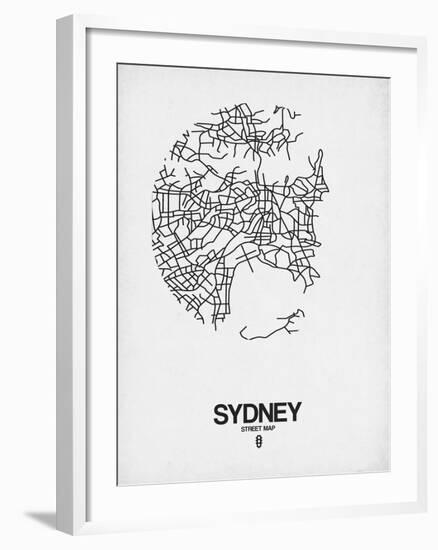 Sydney Street Map White-NaxArt-Framed Art Print