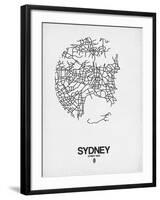 Sydney Street Map White-NaxArt-Framed Art Print