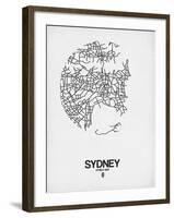 Sydney Street Map White-NaxArt-Framed Art Print