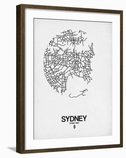 Sydney Street Map White-NaxArt-Framed Art Print