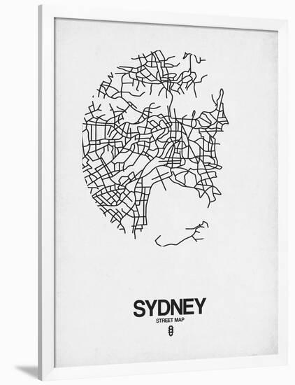 Sydney Street Map White-NaxArt-Framed Art Print