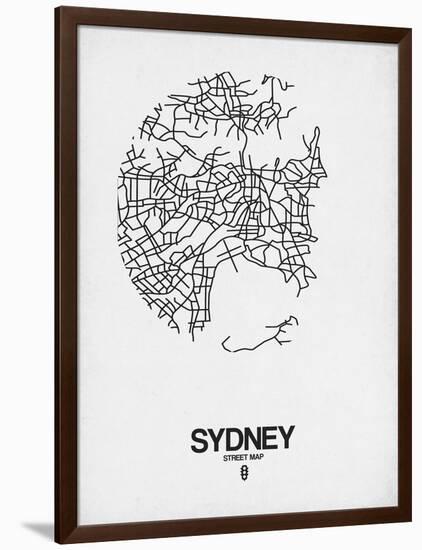 Sydney Street Map White-NaxArt-Framed Art Print