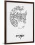 Sydney Street Map White-NaxArt-Framed Art Print