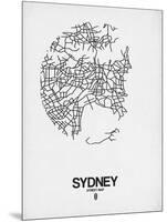 Sydney Street Map White-NaxArt-Mounted Art Print