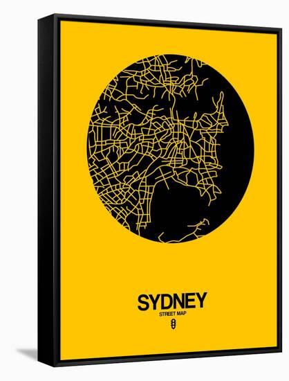 Sydney Street Map Yellow-NaxArt-Framed Stretched Canvas