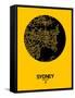 Sydney Street Map Yellow-NaxArt-Framed Stretched Canvas