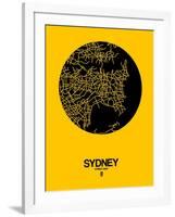 Sydney Street Map Yellow-NaxArt-Framed Art Print