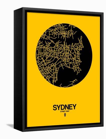 Sydney Street Map Yellow-NaxArt-Framed Stretched Canvas