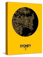 Sydney Street Map Yellow-NaxArt-Stretched Canvas