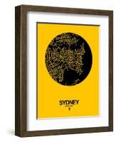 Sydney Street Map Yellow-NaxArt-Framed Art Print