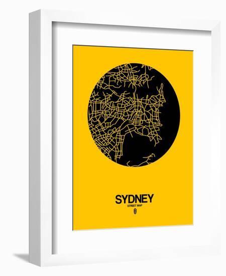 Sydney Street Map Yellow-NaxArt-Framed Art Print