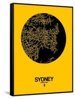 Sydney Street Map Yellow-NaxArt-Framed Stretched Canvas