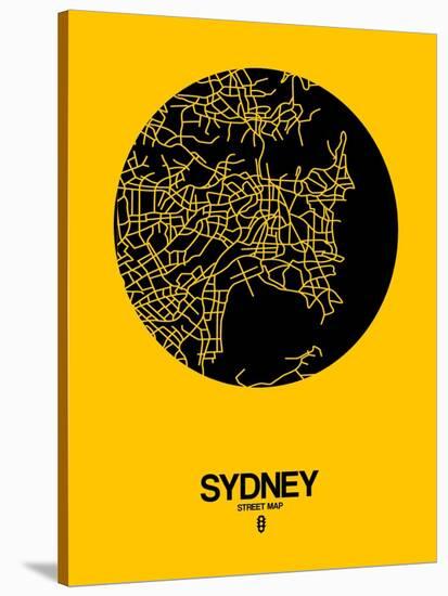 Sydney Street Map Yellow-NaxArt-Stretched Canvas