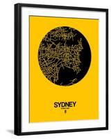 Sydney Street Map Yellow-NaxArt-Framed Art Print