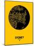 Sydney Street Map Yellow-NaxArt-Mounted Art Print