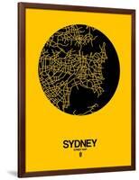 Sydney Street Map Yellow-NaxArt-Framed Art Print