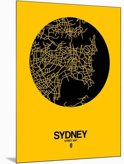 Sydney Street Map Yellow-NaxArt-Mounted Art Print