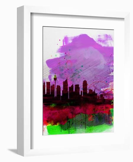 Sydney Watercolor Skyline 2-NaxArt-Framed Art Print