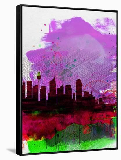 Sydney Watercolor Skyline 2-NaxArt-Framed Stretched Canvas