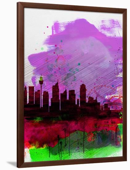 Sydney Watercolor Skyline 2-NaxArt-Framed Art Print