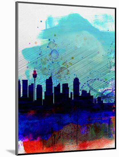 Sydney Watercolor Skyline-NaxArt-Mounted Art Print