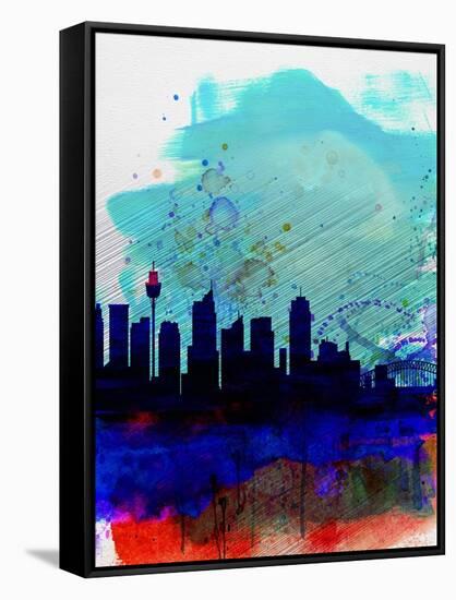 Sydney Watercolor Skyline-NaxArt-Framed Stretched Canvas